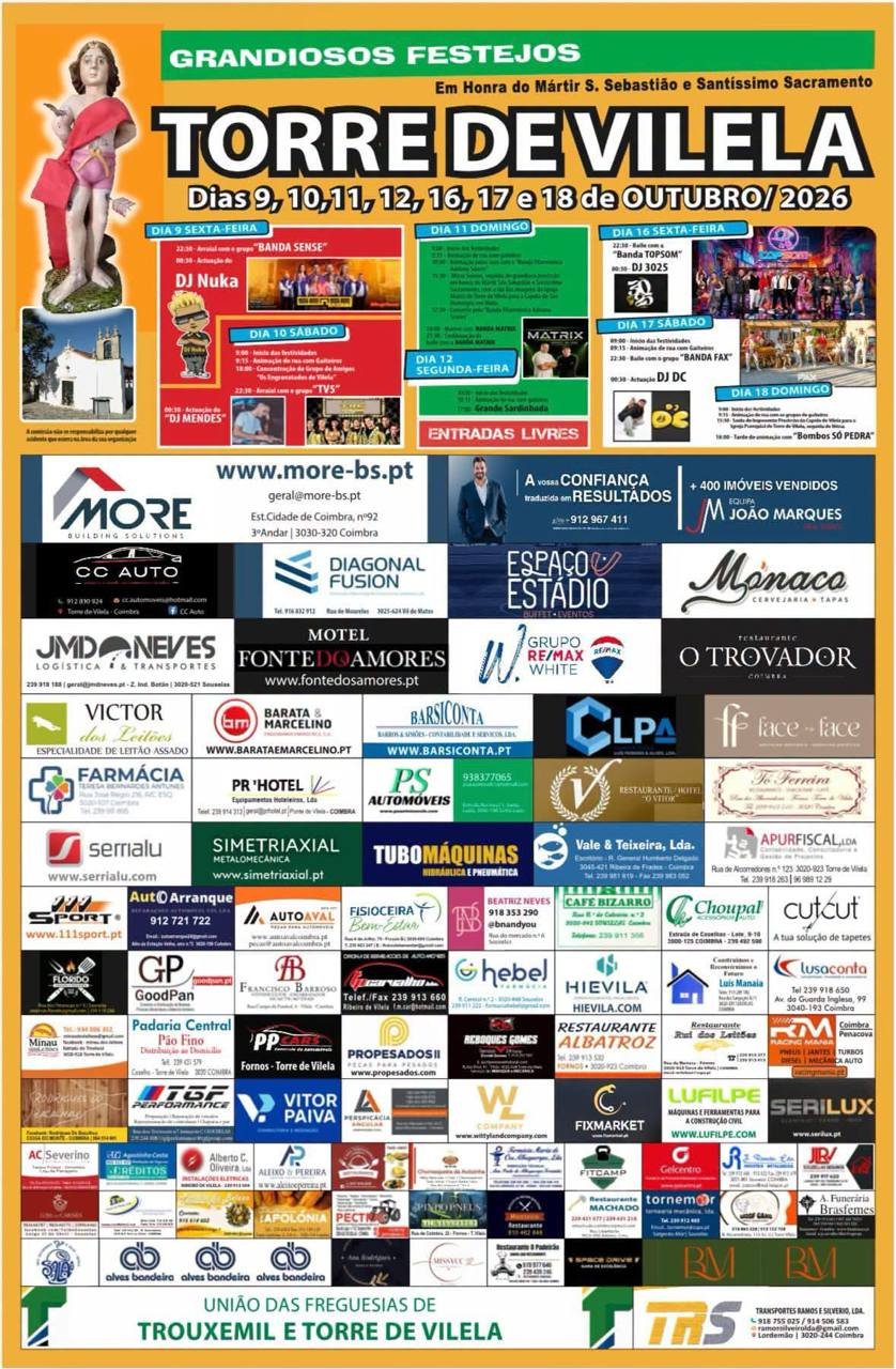 Cartaz Festa em honra de Mártir S. Sebastião e Santíssimo Sacramento 2026 - Torre de Vilela
