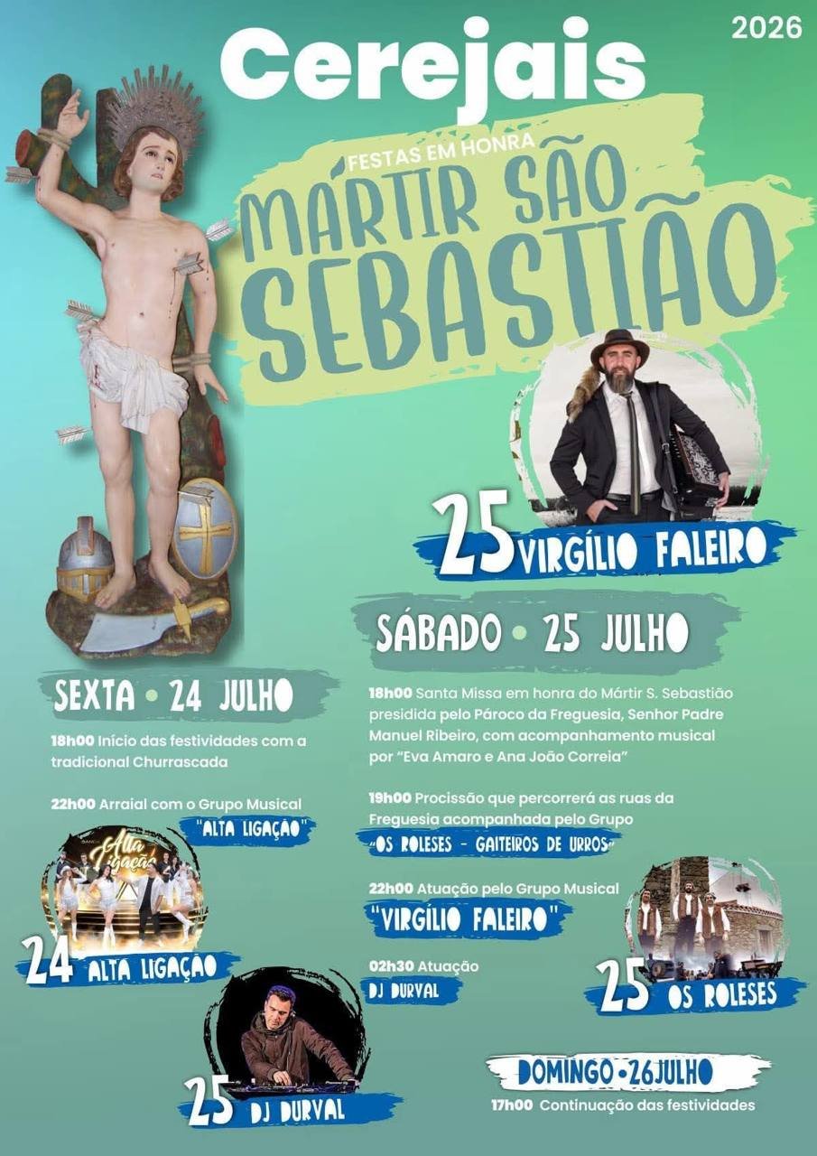 Cartaz Festa em honra de Mártir São Sebastião 2026 - Cerejais