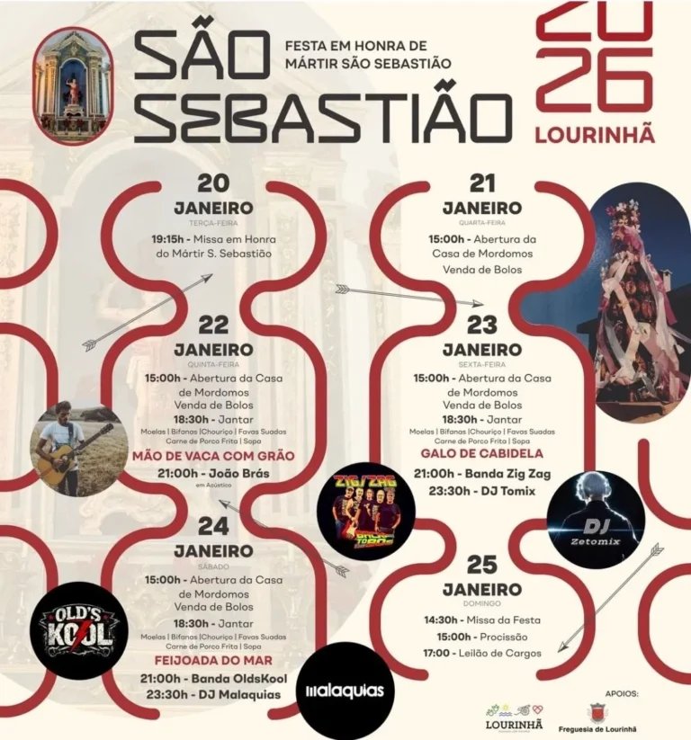 Cartaz Festa em honra de Mártir São Sebastião 2026 - Lourinhã