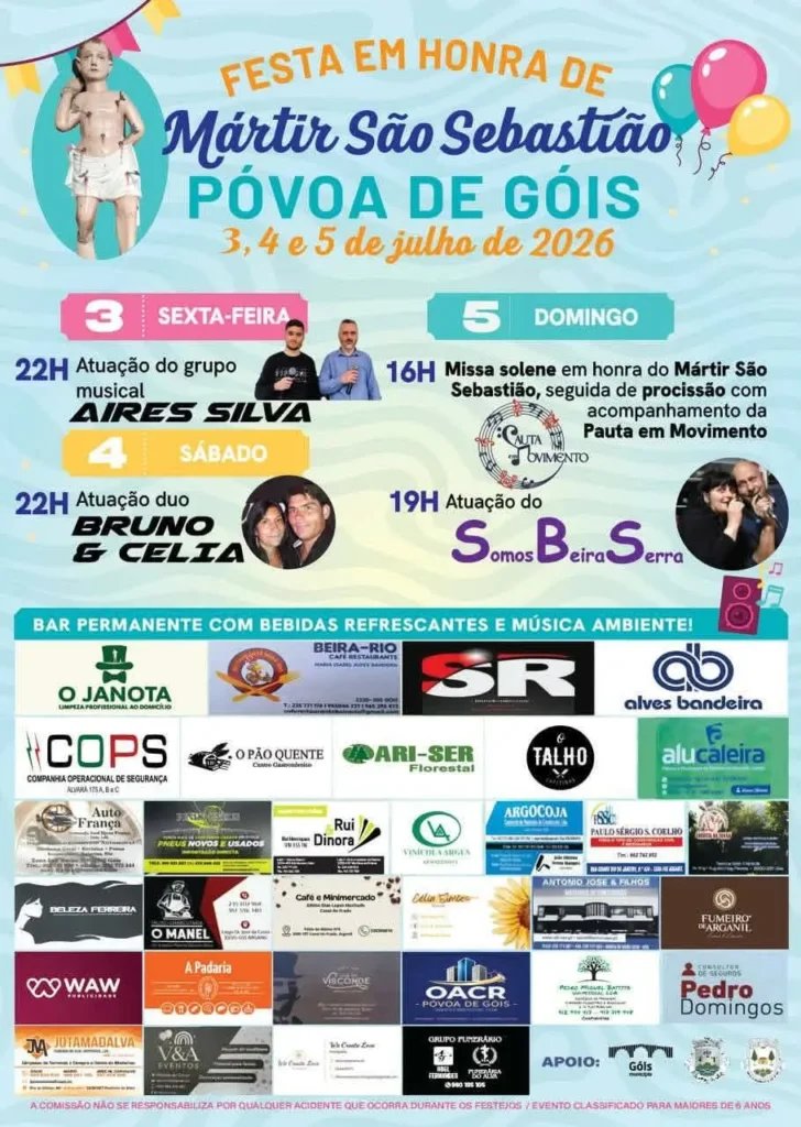 Cartaz Festa em honra de Mártir São Sebastião 2026 - Póvoa de Góis