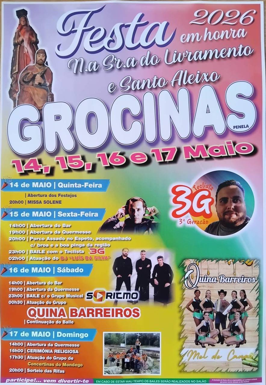 Cartaz Festa em honra de N.a Sr.a do Livramento e Santo Aleixo 2026 - Grocinas