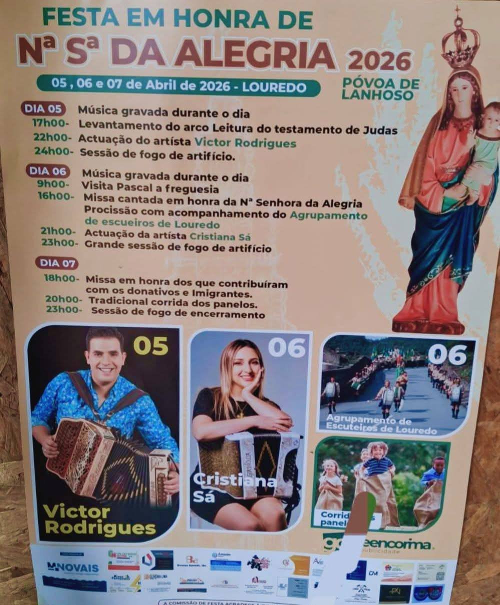Cartaz Festa em honra de Nª Sª da Alegria 2026 - Louredo