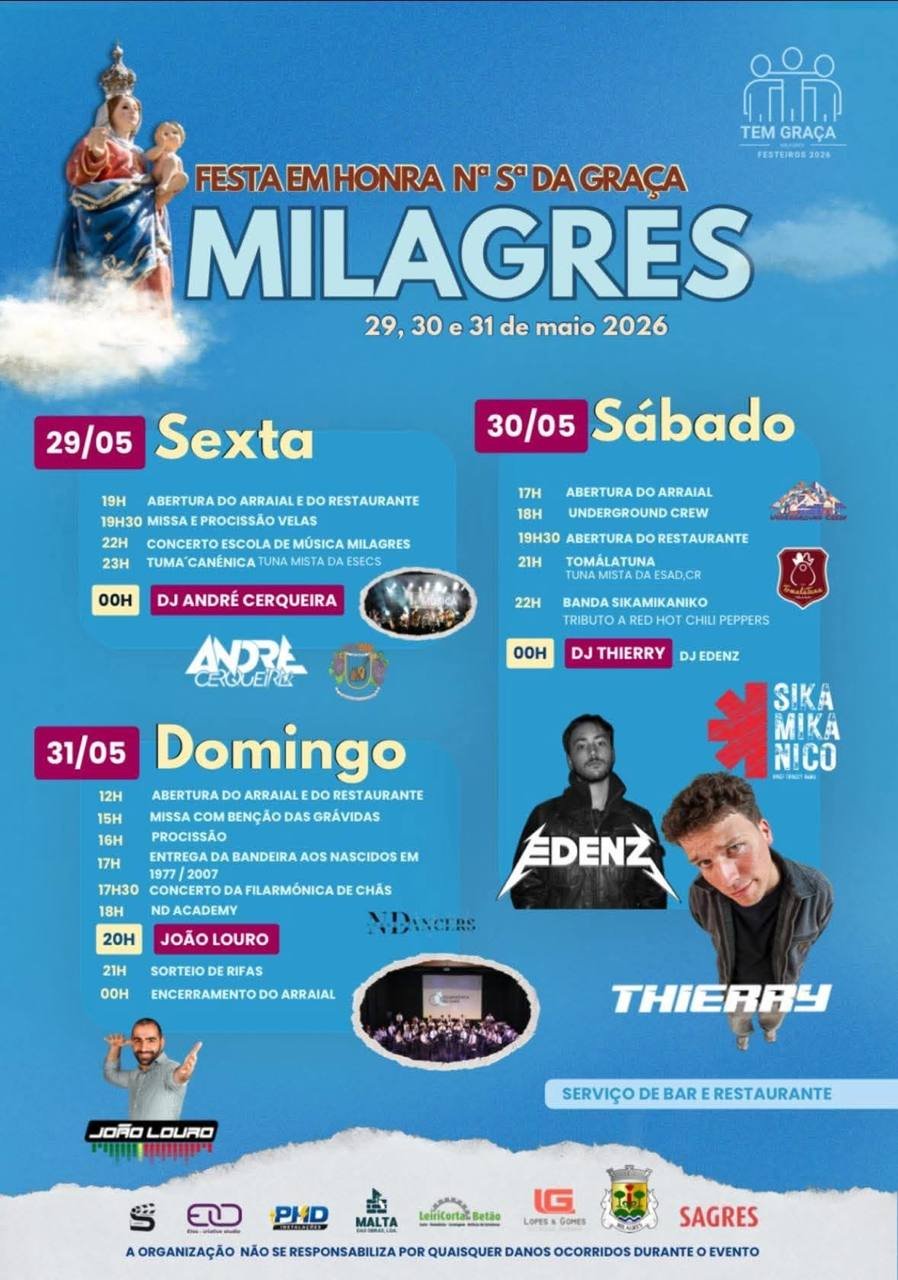 Cartaz Festa em honra de Nª Sª da Graça 2026 - Milagres