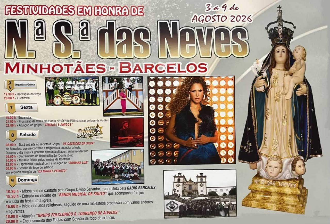 Cartaz Festa em honra de N.ª S.ª das Neves 2026 - Minhotães