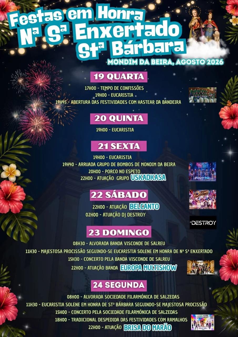 Cartaz Festa em honra de Nª Sª Enxertado Stª Bárbara 2026 - Mondim da Beira