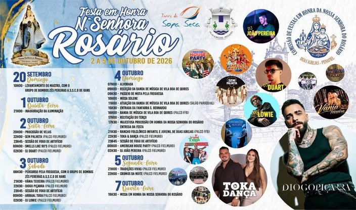 Cartaz Festa em honra de N. Senhora do Rosário 2026 - Duas Igrejas