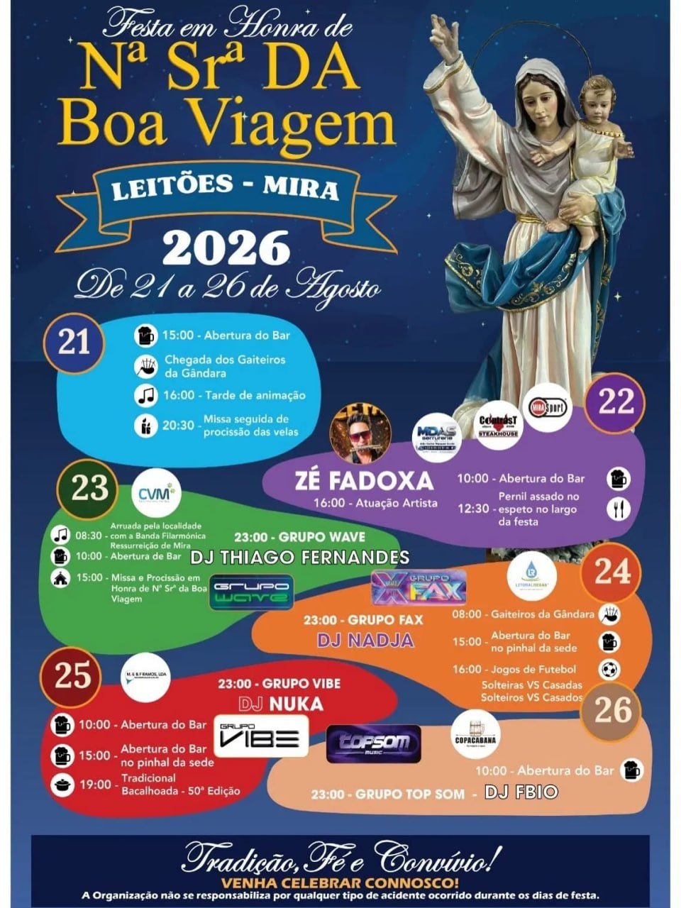 Cartaz Festa em honra de Nª Srª da Boa Viagem 2026 - Leitões