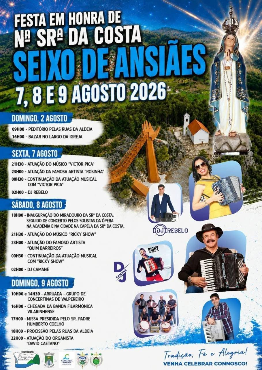 Cartaz Festa em honra de Nª Srª da Costa 2026 - Seixo de Ansiães