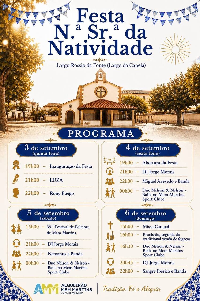 Cartaz Festa em honra de N. Sr.ª da Natividade 2026 - Algueirão-Mem Martins