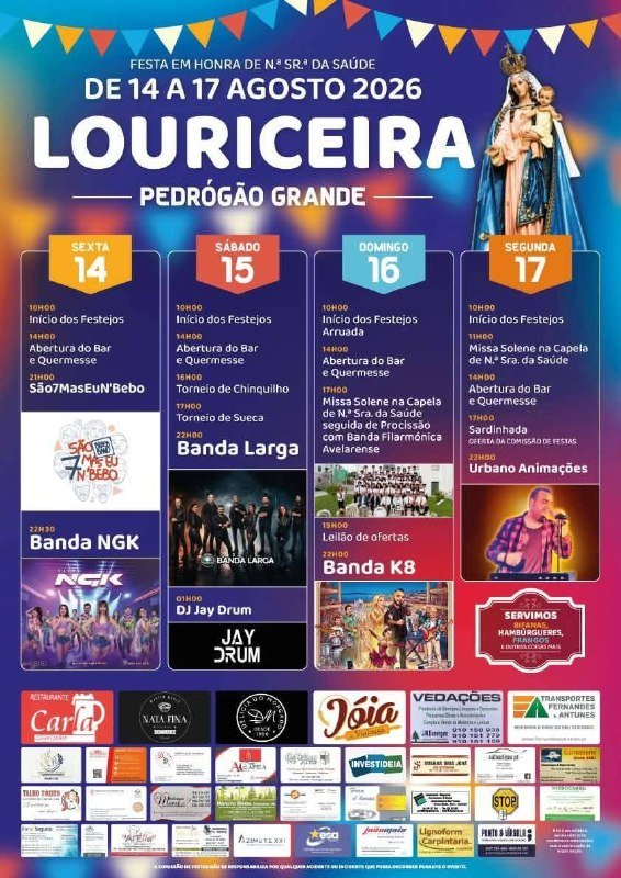Cartaz Festa em honra de N.ª Sr.ª da Saúde 2026 - Louriceira