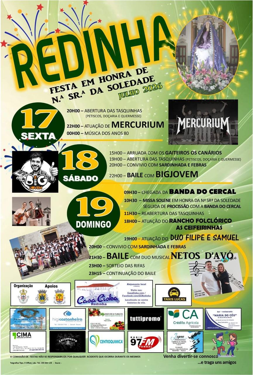Cartaz Festa em honra de N.ª Sr.ª da Soledade 2026 - Redinha