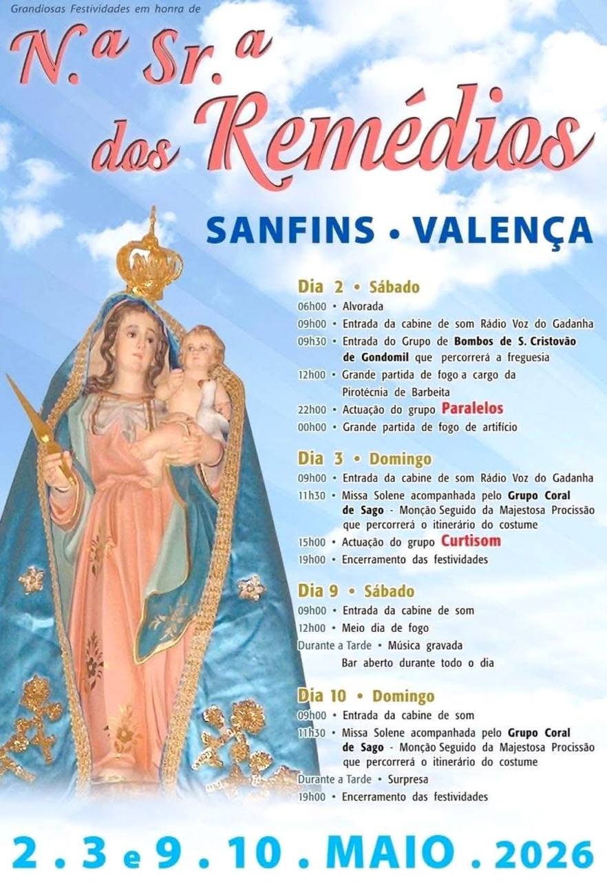 Cartaz Festa em honra de N.ª Sr.ª dos Remédios 2026 - Sanfins