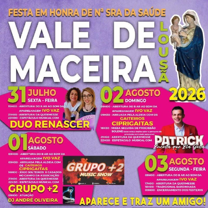 Cartaz Festa em honra de Nª Sra da Saúde 2026 - Vale de Maceira
