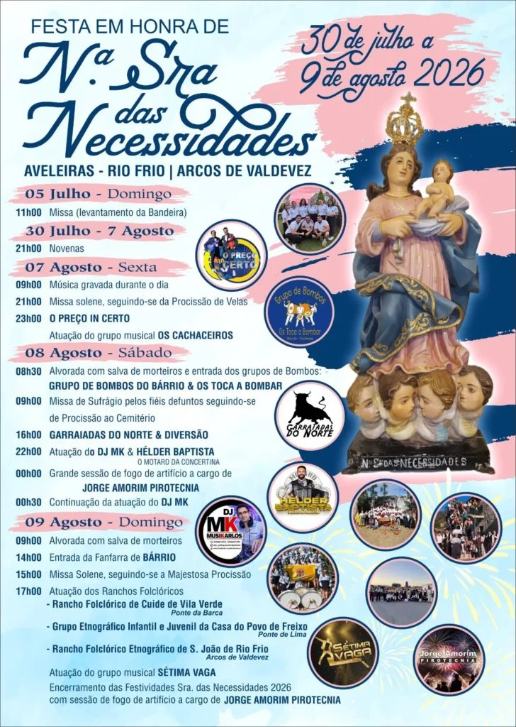 Cartaz Festa em honra de N.ª Sra das Necessidades 2026 - Arcos de Valdevez