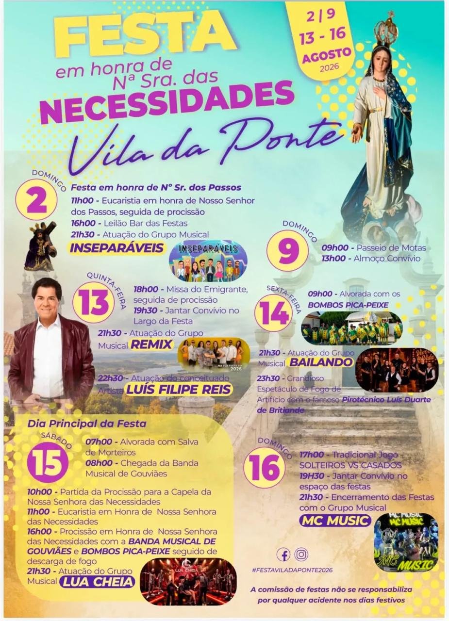 Cartaz Festa em honra de Nª Sra. das Necessidades 2026 - Vila da Ponte