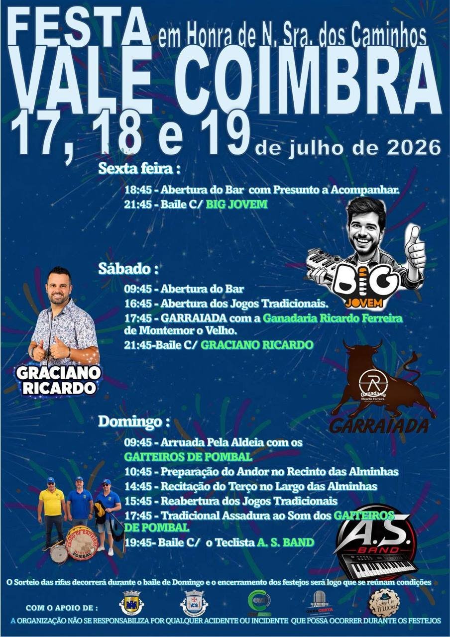 Cartaz Festa em honra de N. Sra. dos Caminhos 2026 - Vale de Coimbra