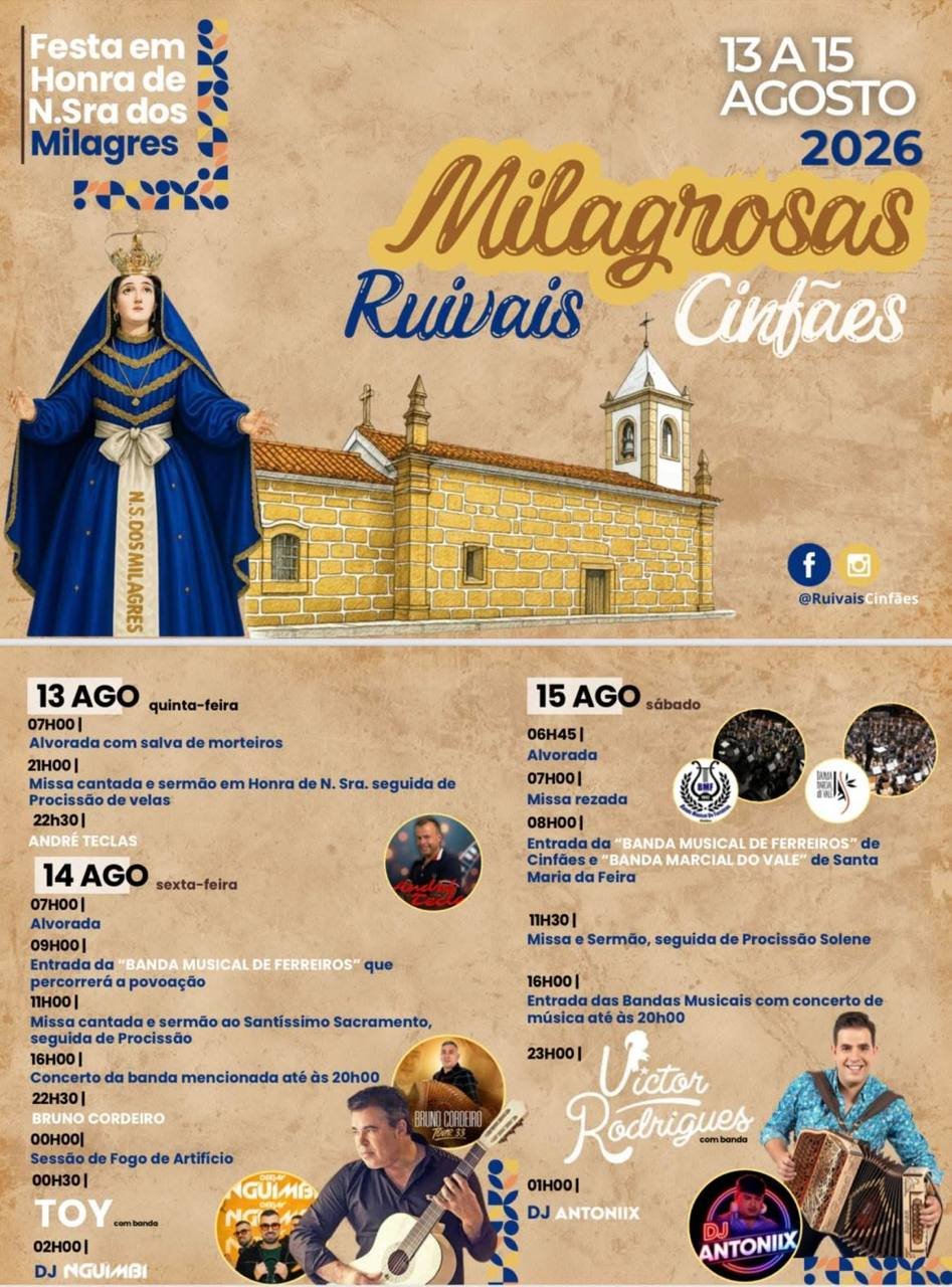 Cartaz Festa em honra de N.Sra dos Milagres 2026 - Ruivais