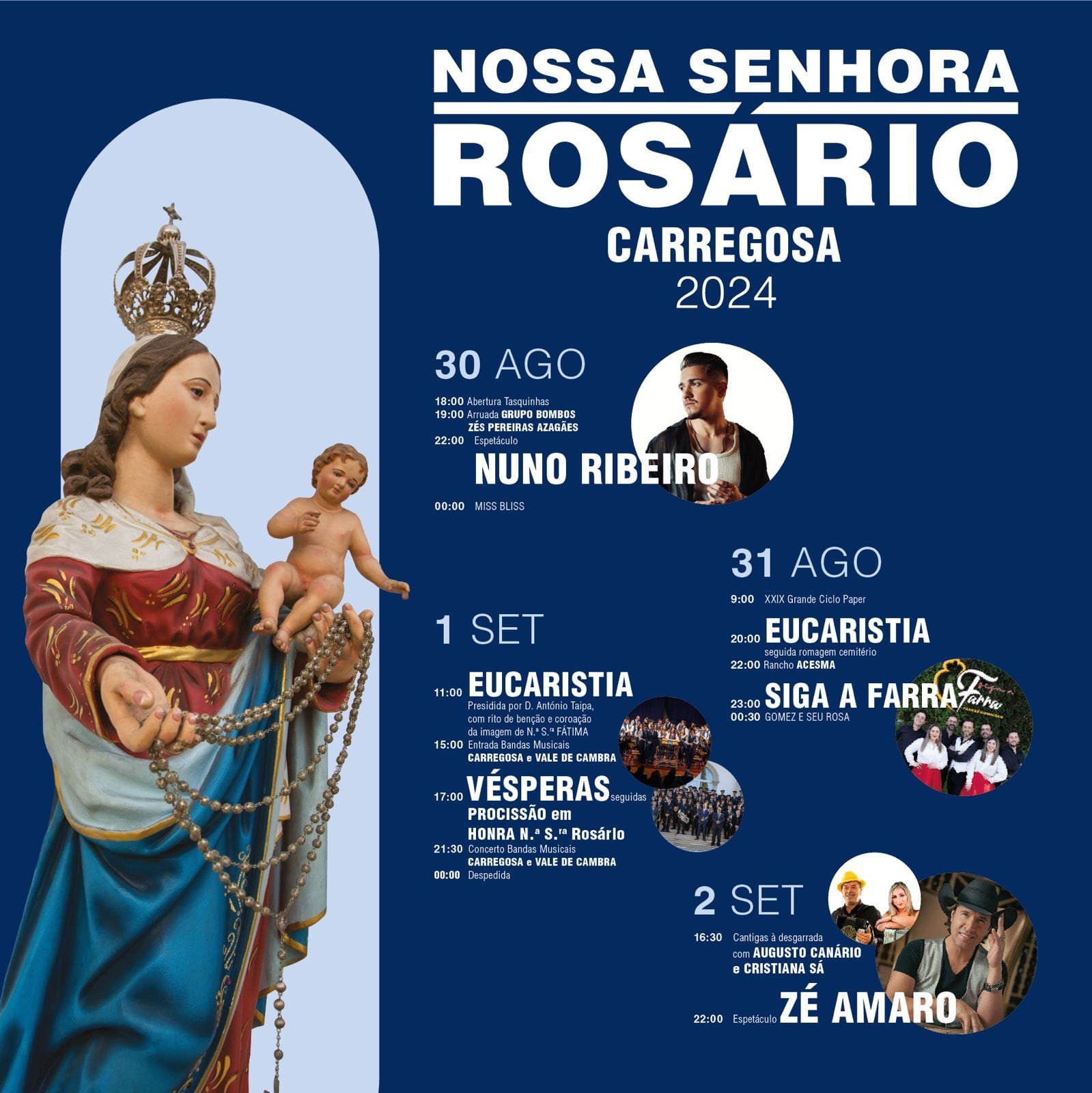 Cartaz Festa em Honra de Nª Srª do Rosário de Carregosa 2024 - Oliveira de Azeméis