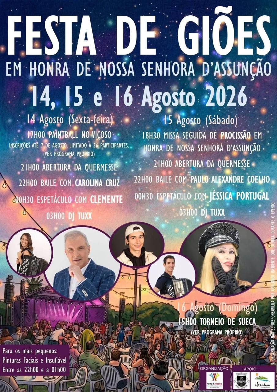 Cartaz Festa em honra de Nossa Senhora d'Assunção 2026 - Giões
