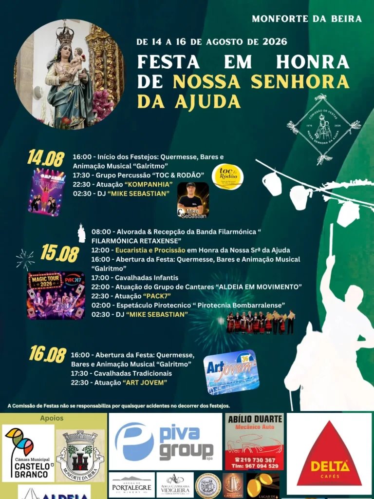 Cartaz Festa em honra de Nossa Senhora da Ajuda 2026 - Monforte da Beira