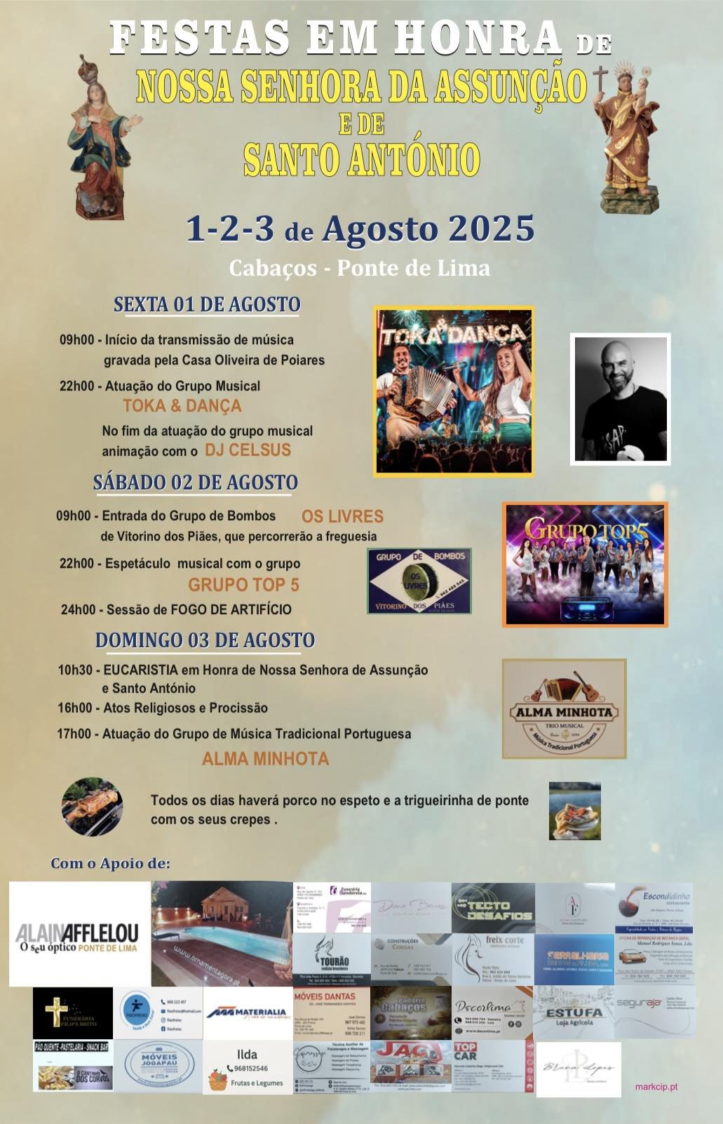 Cartaz Festa em honra de Nossa Senhora da Assunção e Stº António 2025 - Cabaços