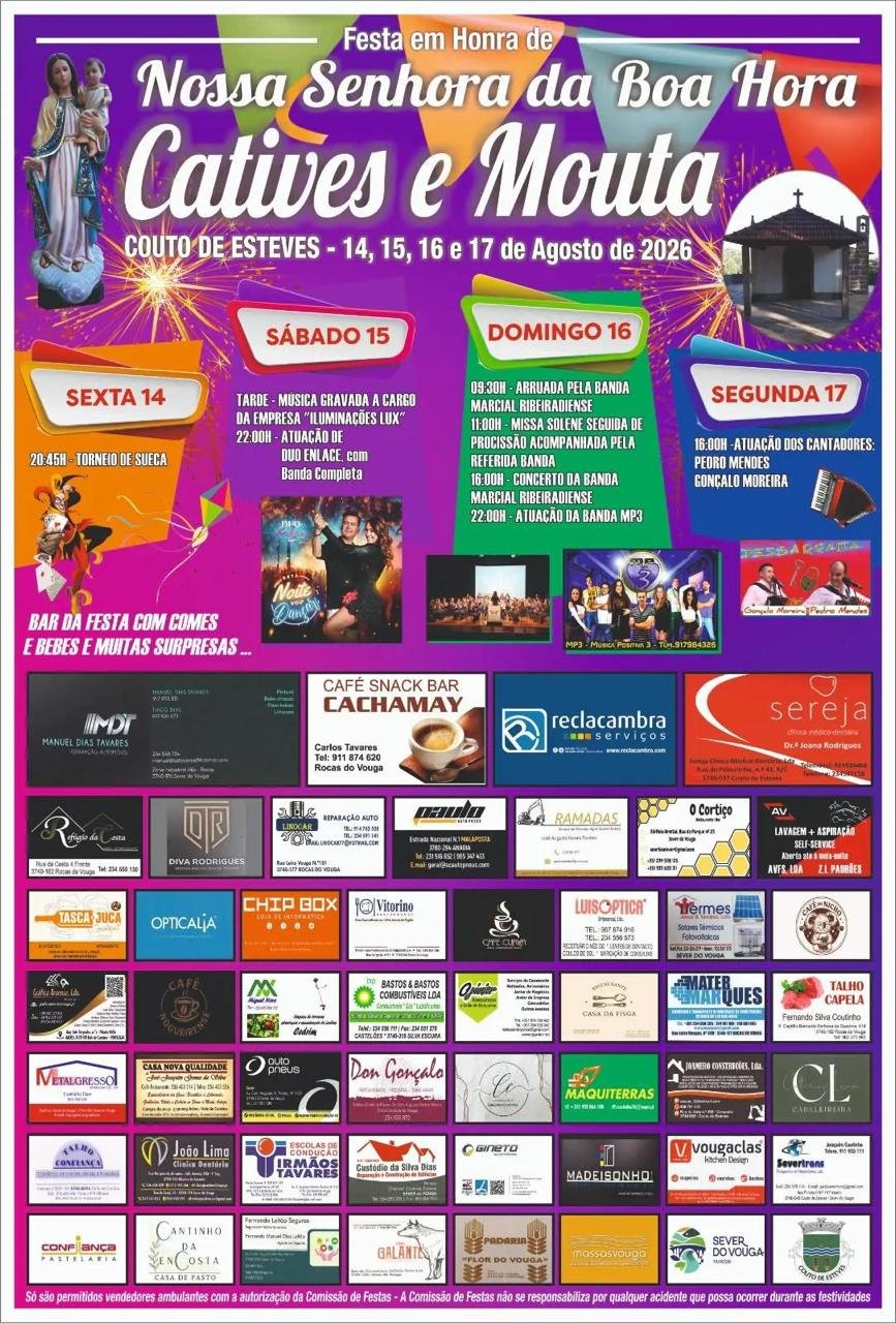 Cartaz Festa em honra de Nossa Senhora da Boa Hora 2026 - Catives e Mouta