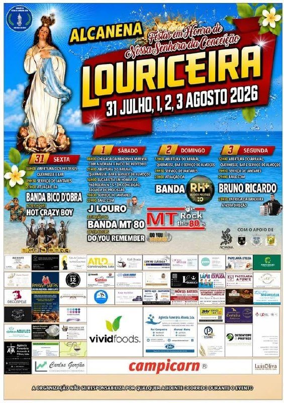 Cartaz Festa em honra de Nossa Senhora da Conceição 2026 - Alcanena