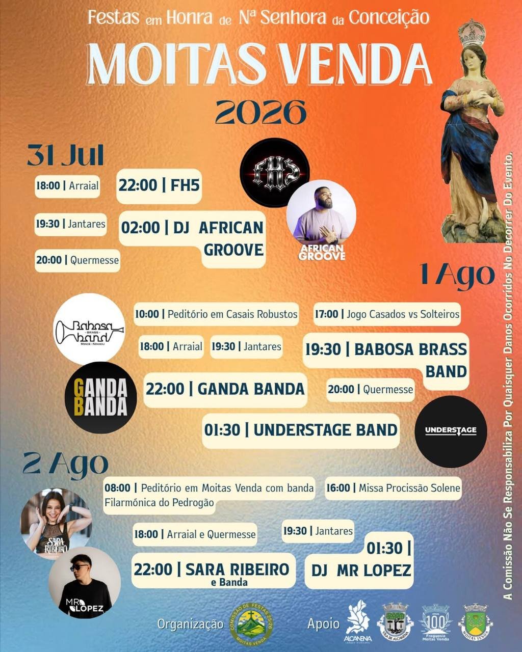 Cartaz Festa em honra de Nossa Senhora da Conceição 2026 - Moitas Venda