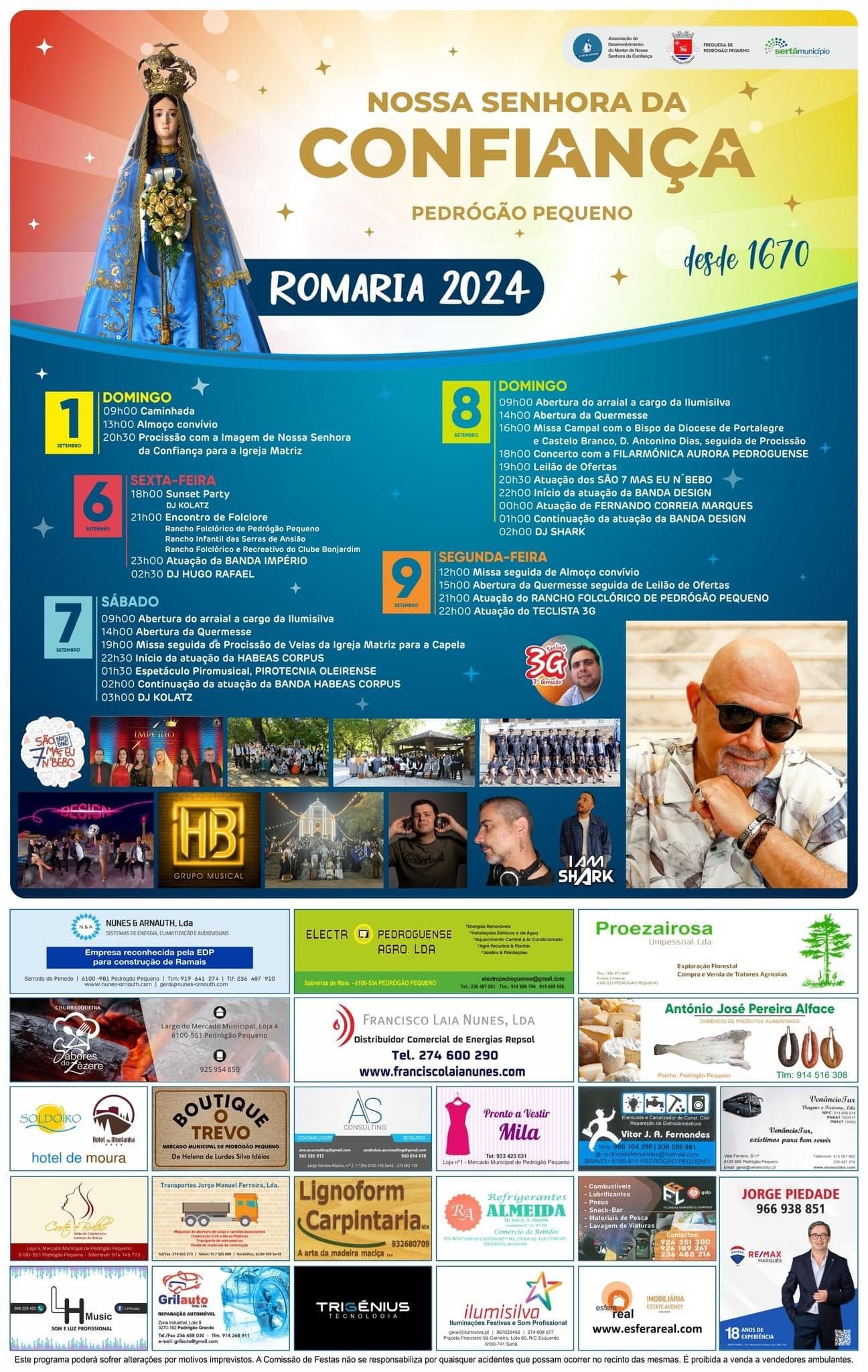 Cartaz Festa em Honra de Nossa Senhora da Confiança 2024 - Pedrógão Pequeno