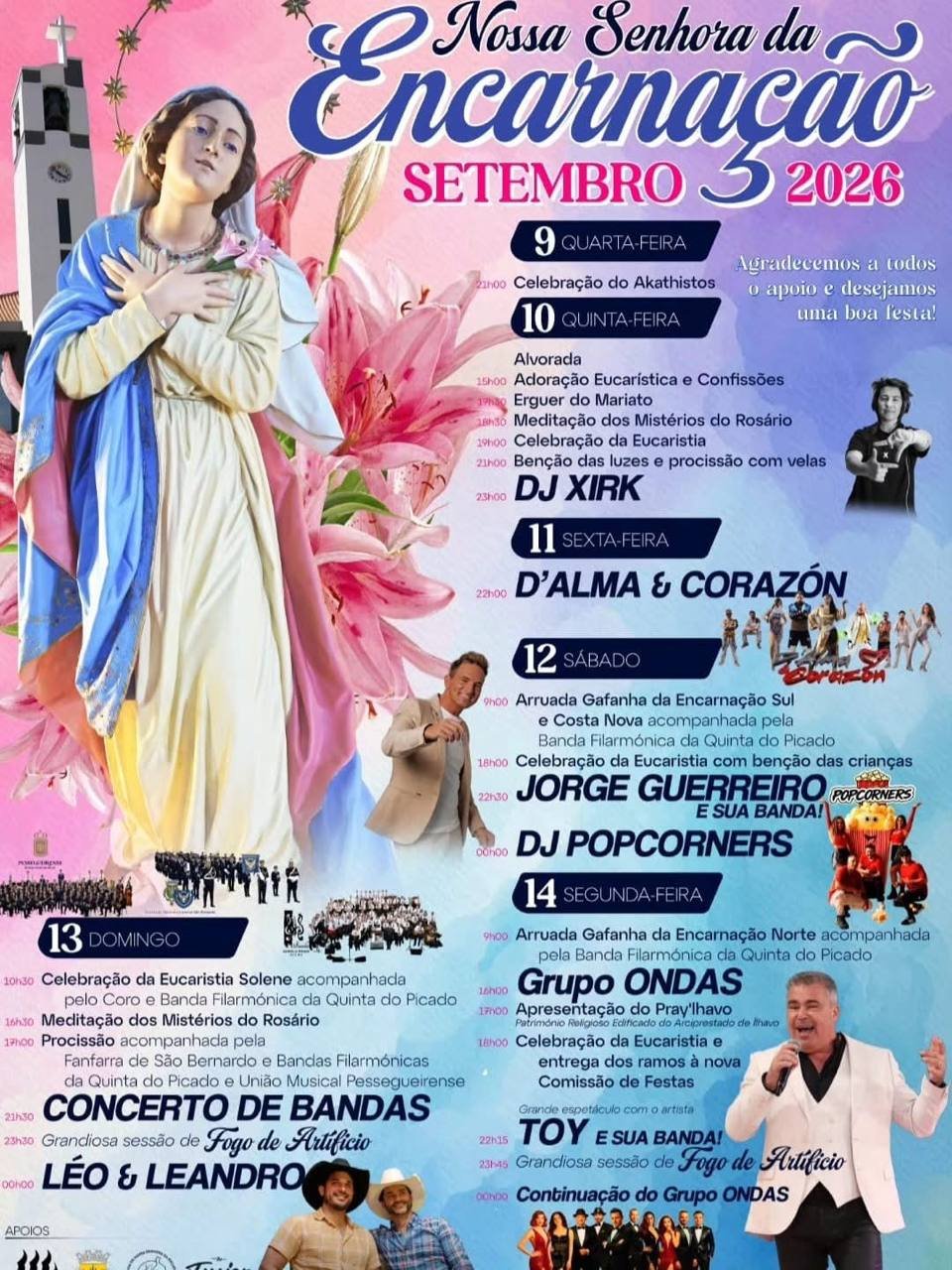 Cartaz Festa em honra de Nossa Senhora da Encarnação 2026 - Gafanha da Encarnação