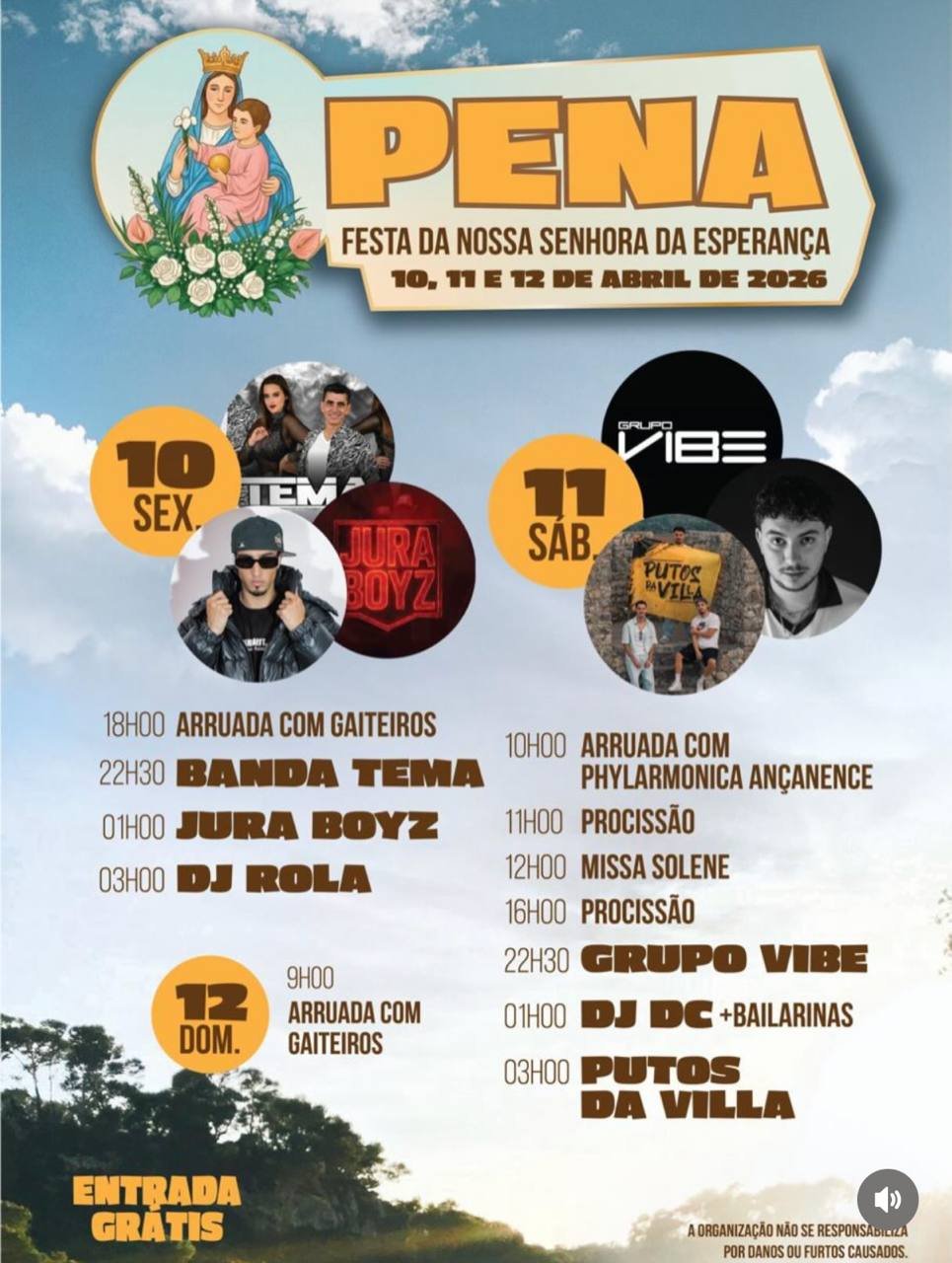 Cartaz Festa em honra de Nossa Senhora da Esperança 2026 - Pena