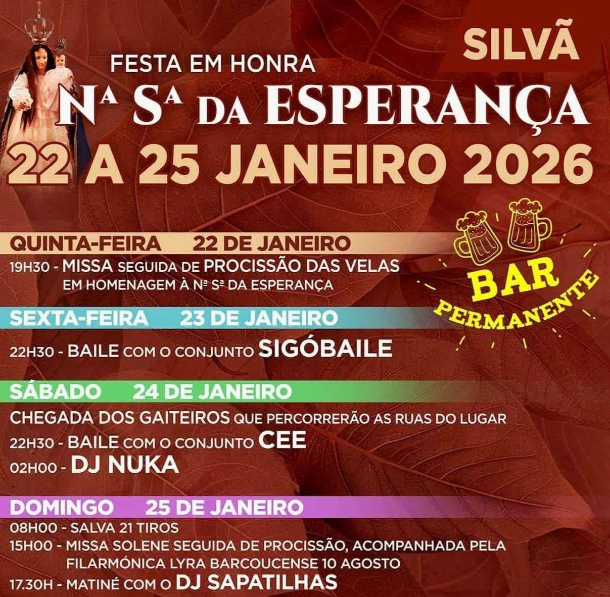 Cartaz Festa em honra de Nossa Senhora da Esperança 2026 - Silvã