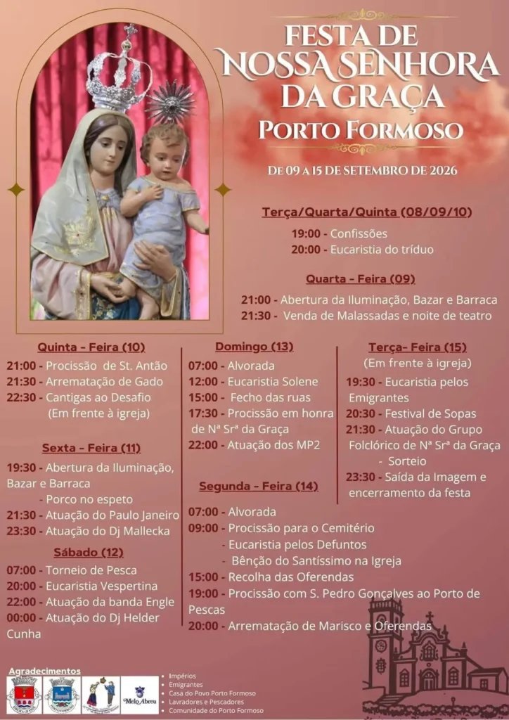 Cartaz Festa em honra de Nossa Senhora da Graça 2026 - Porto Formoso