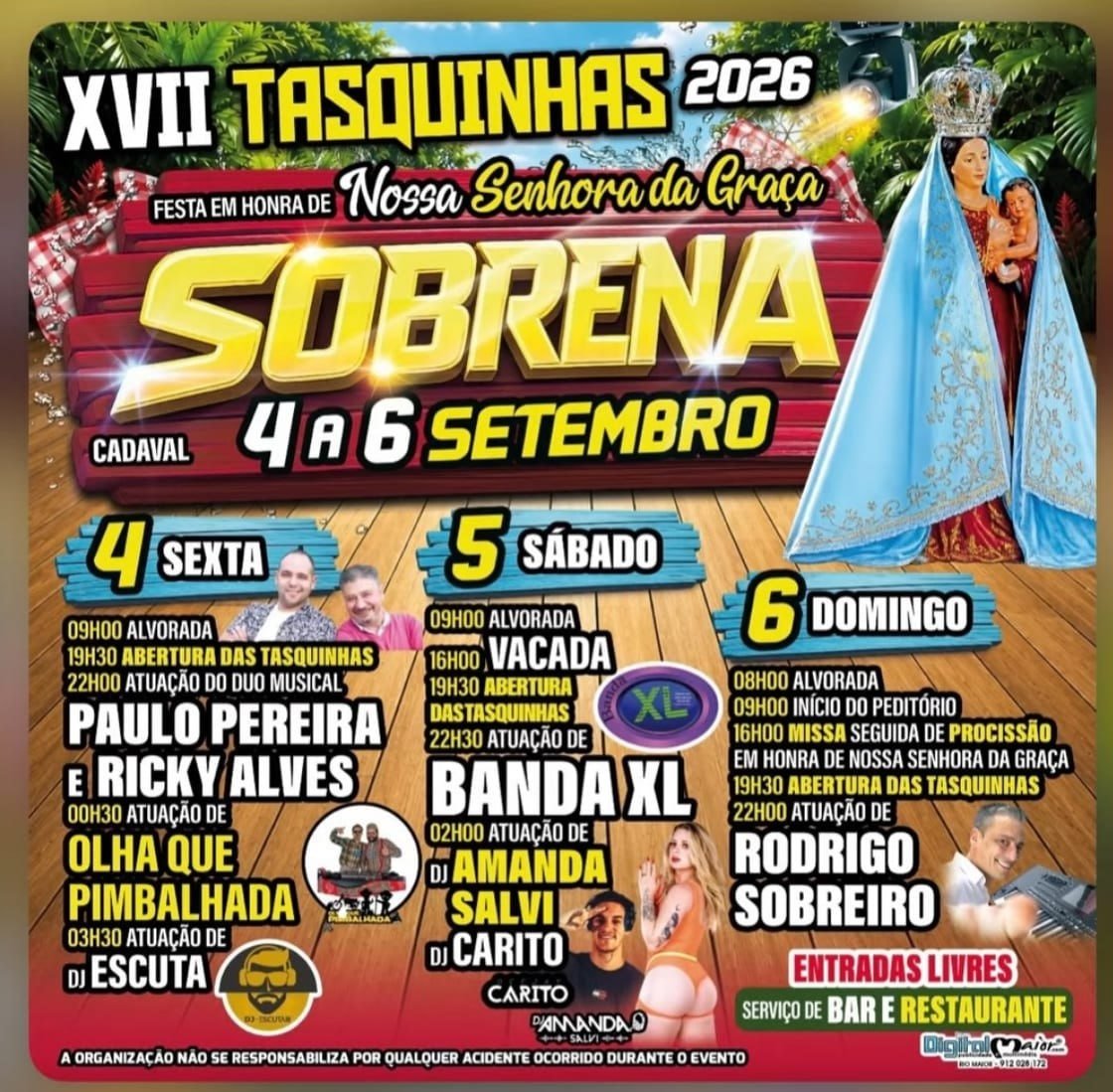 Cartaz Festa em honra de Nossa Senhora da Graça 2026 - Sobrena