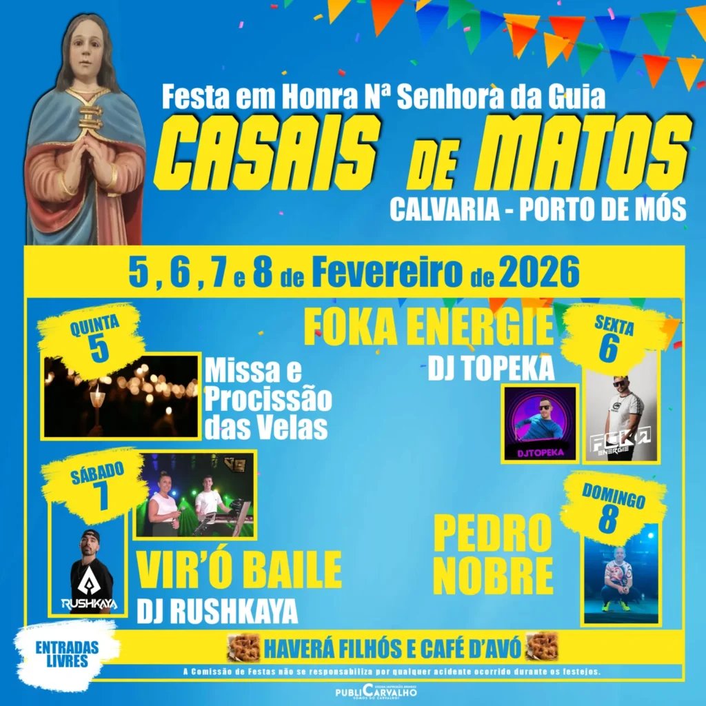 Cartaz Festa em honra de Nossa Senhora da Guia 2026 - Casais de Matos