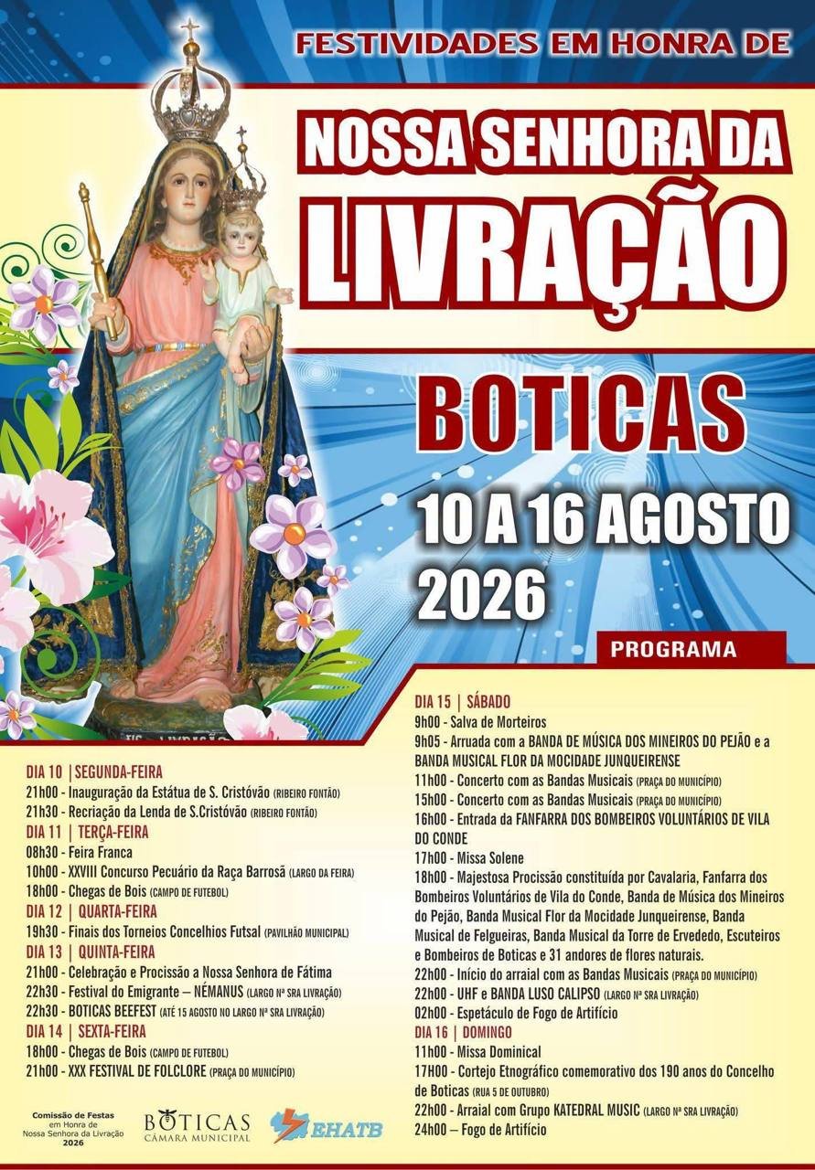 Cartaz Festa em honra de Nossa Senhora da Livração 2026 - Boticas