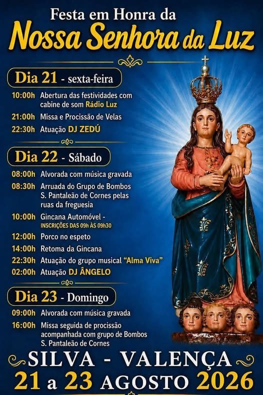 Cartaz Festa em honra de Nossa Senhora da Luz 2026 - Silva