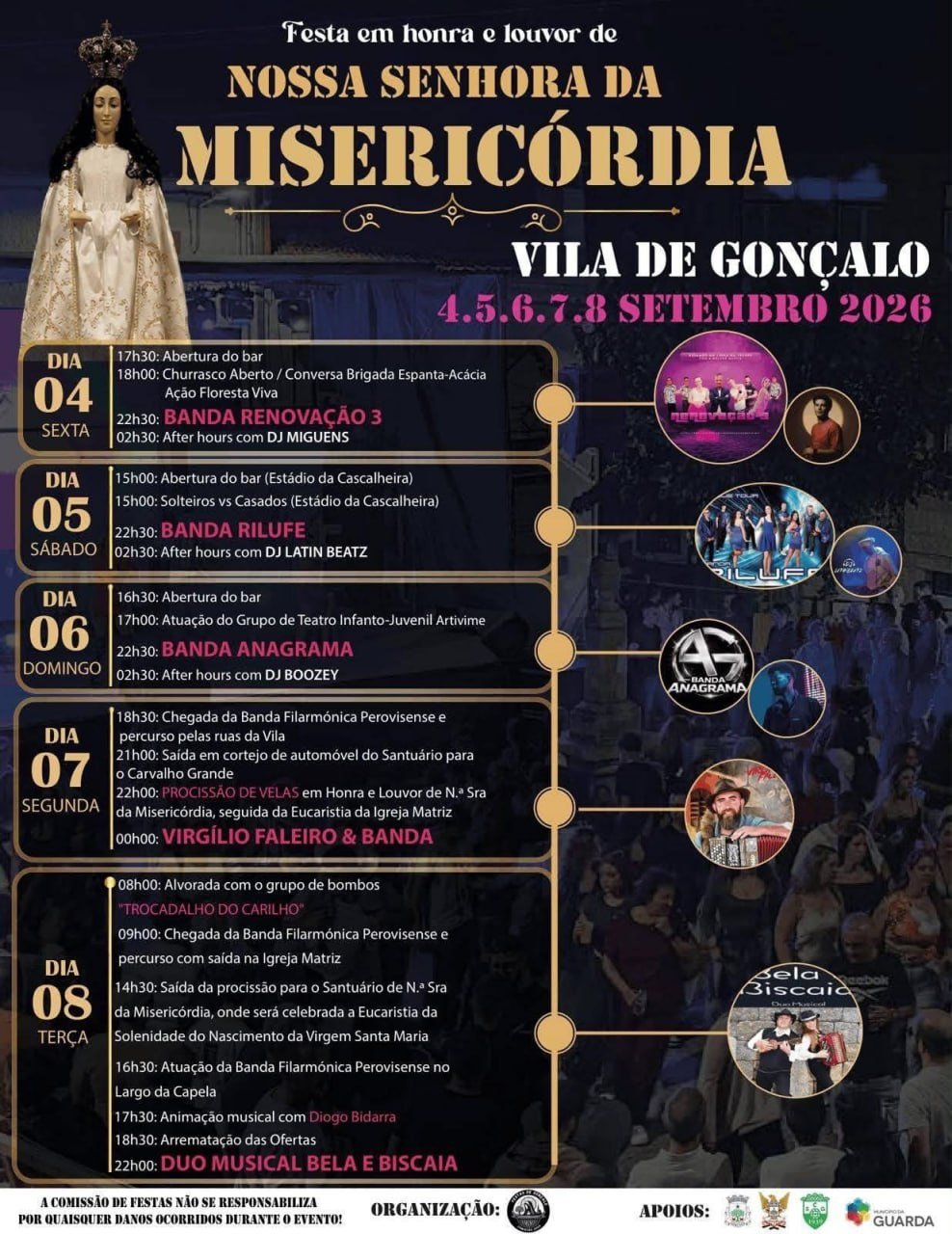 Cartaz Festa em honra de Nossa Senhora da Misericórdia 2026 - Vila de Gonçalo