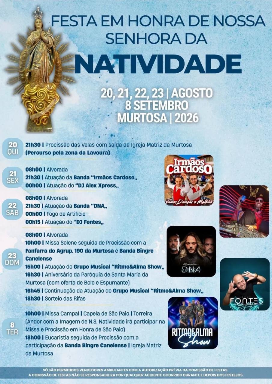 Cartaz Festa em honra de Nossa Senhora da Natividade 2026 - Murtosa