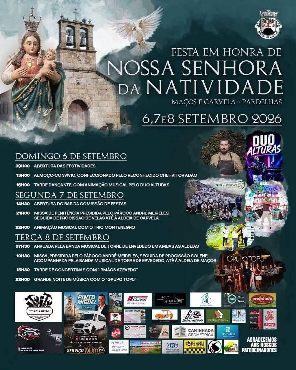 Cartaz Festa em honra de Nossa Senhora da Natividade 2026 - Pardelhas