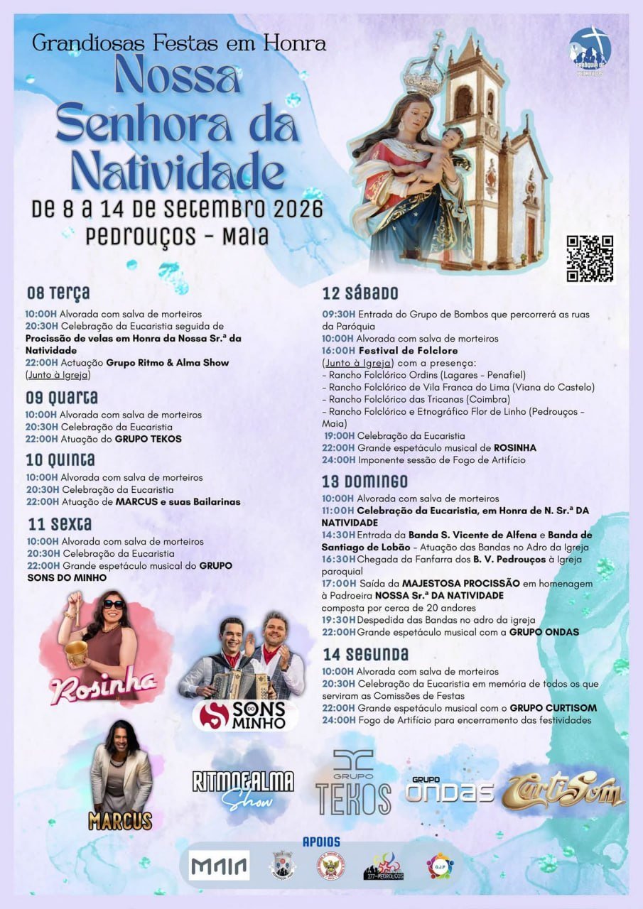 Cartaz Festa em honra de Nossa Senhora da Natividade 2026 - Pedrouços