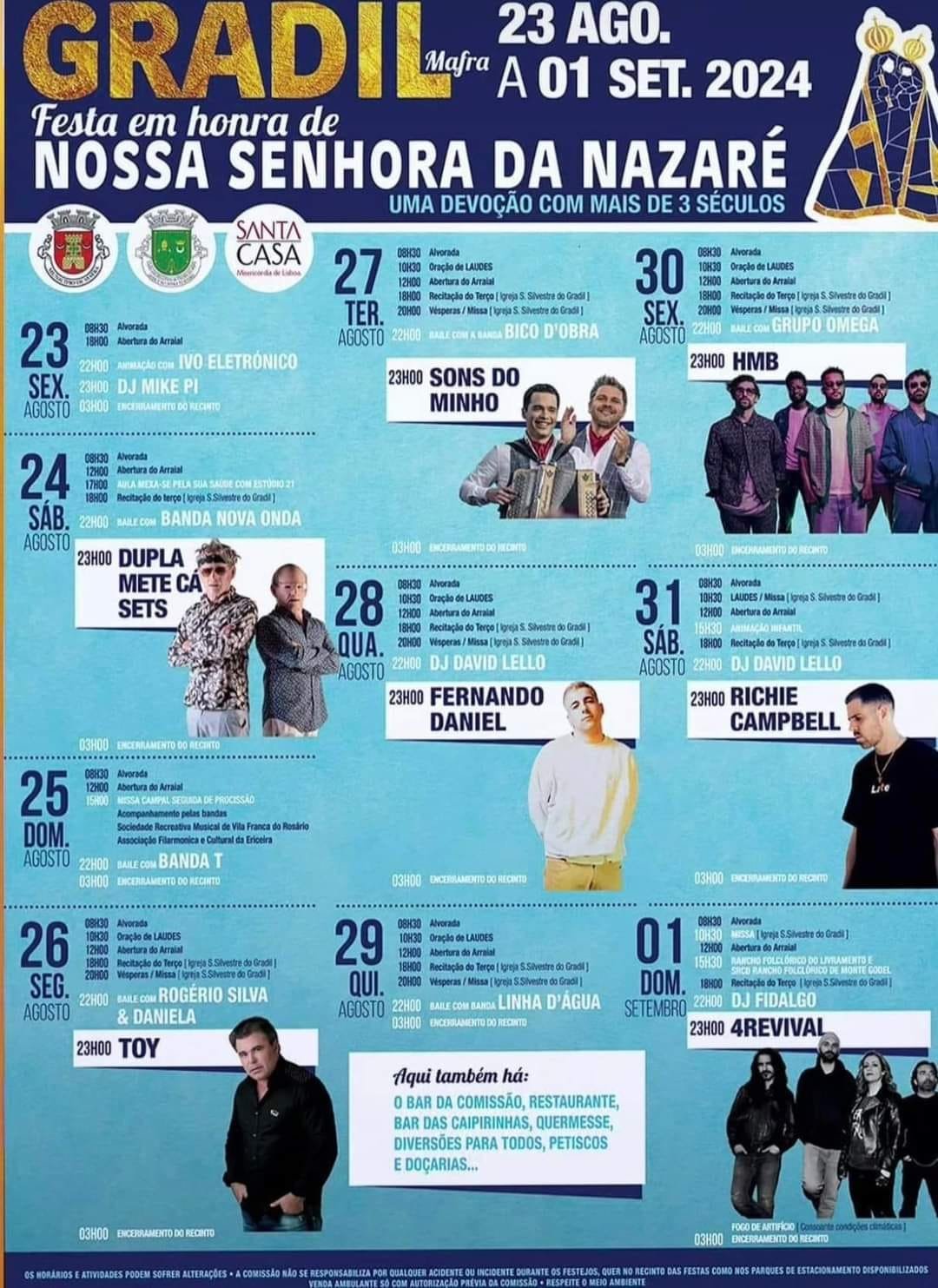 Cartaz Festa em Honra de Nossa Senhora da Nazaré 2024 - Gradil