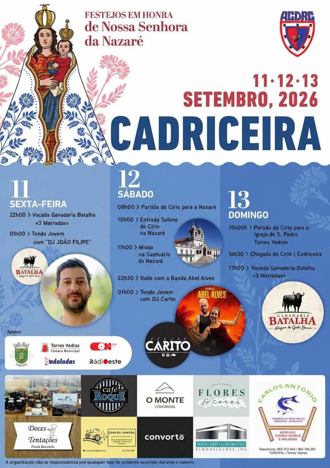 Cartaz Festa em honra de Nossa Senhora da Nazaré 2026 - Cadricieira