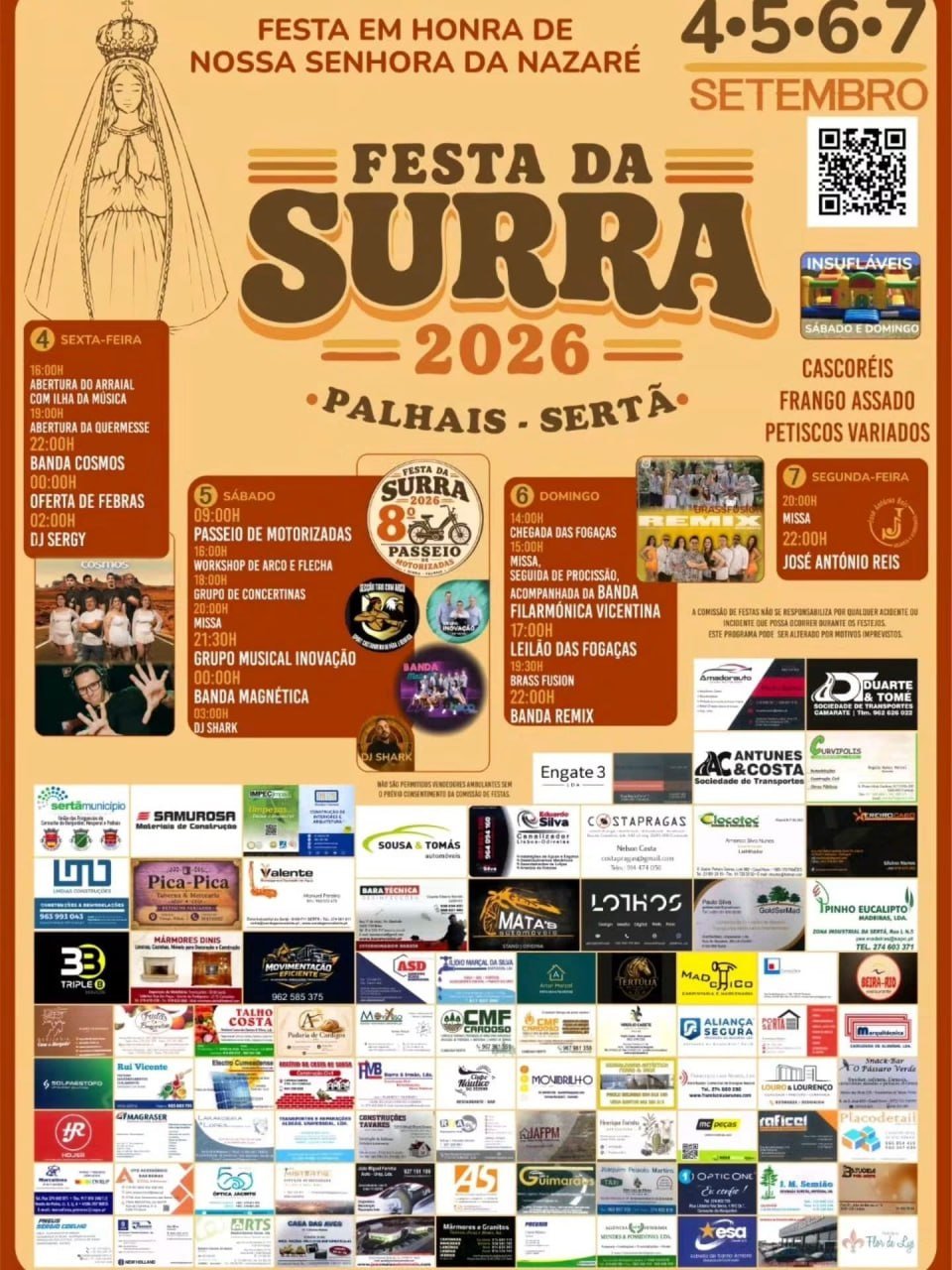 Cartaz Festa em honra de Nossa Senhora da Nazaré 2026 - Palhais