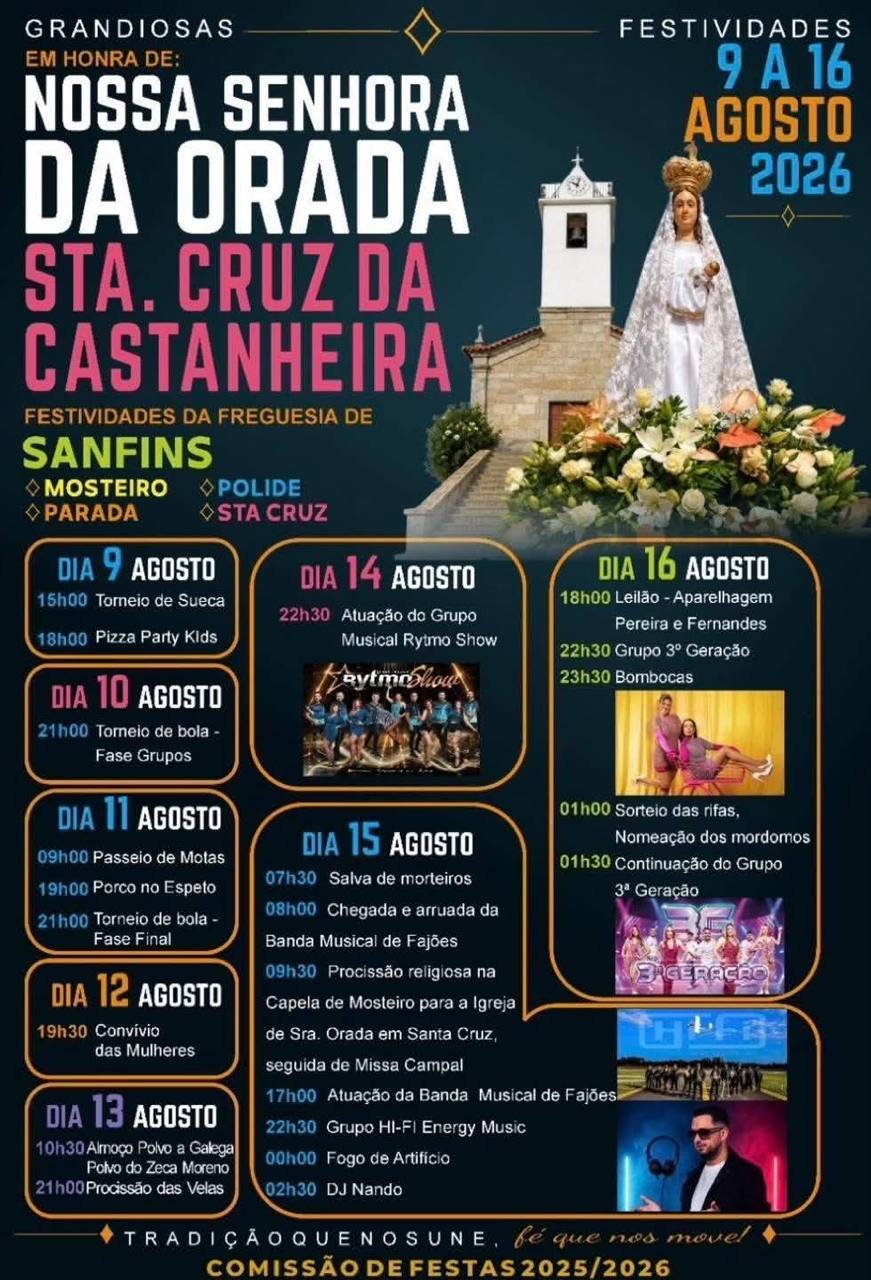 Cartaz Festa em honra de Nossa Senhora da Orada 2026 - Sta. Cruz da Castanheira
