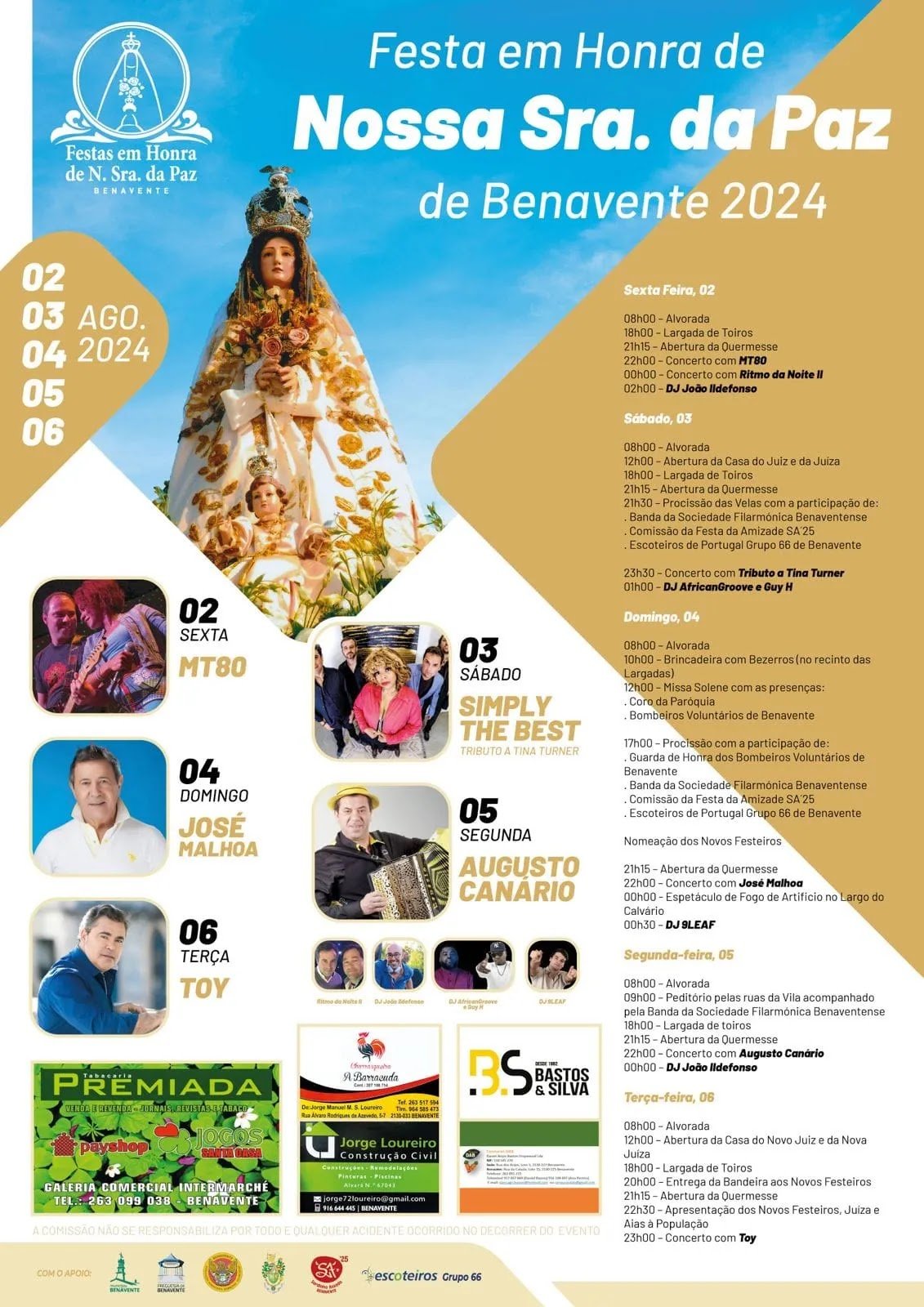 Cartaz Festa em Honra de Nossa Senhora da Paz 2024 - Benavente