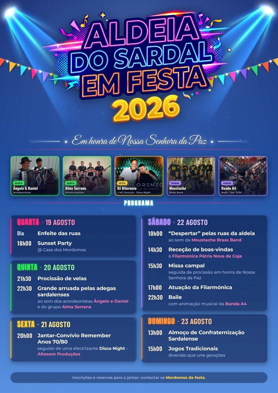 Cartaz Festa em honra de Nossa Senhora da Paz 2026 - Aldeia do Sardal