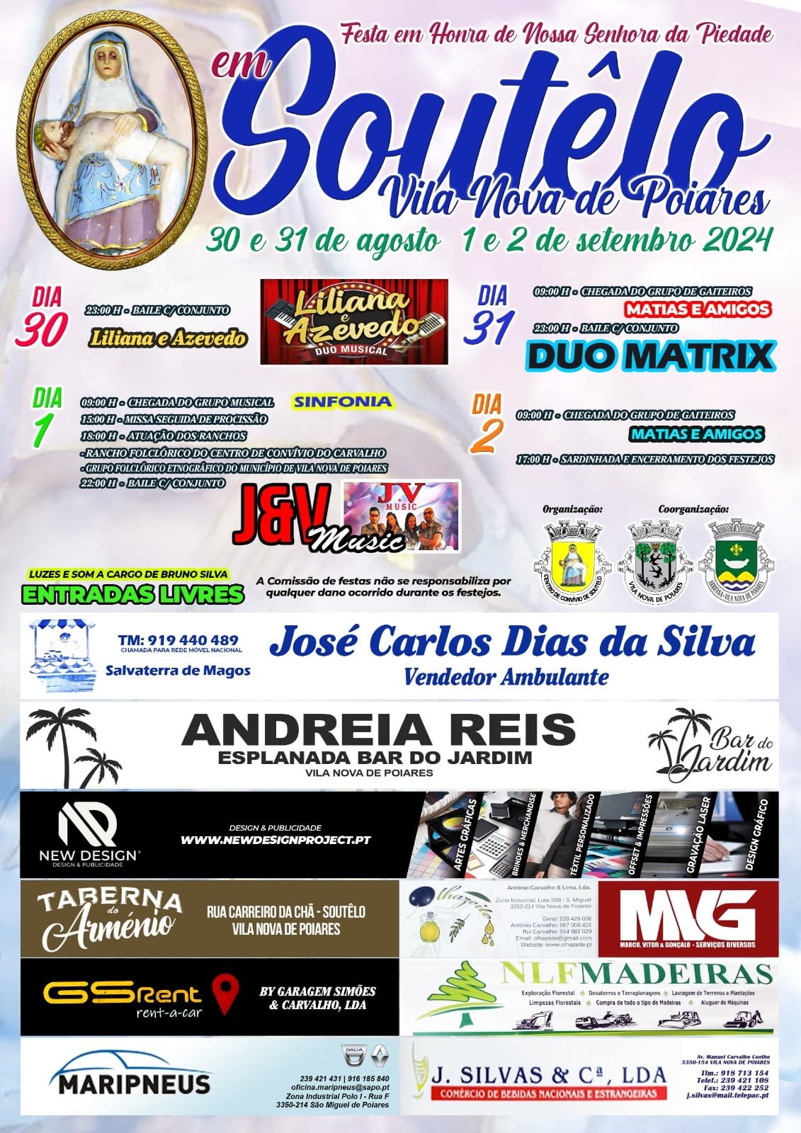 Cartaz Festa em Honra de Nossa Senhora da Piedade 2024 - Vila Nova de Poiares