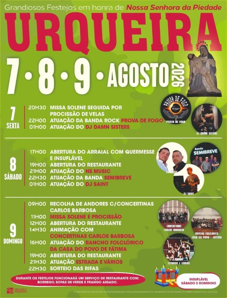 Cartaz Festa em honra de Nossa Senhora da Piedade 2026 - Urqueira