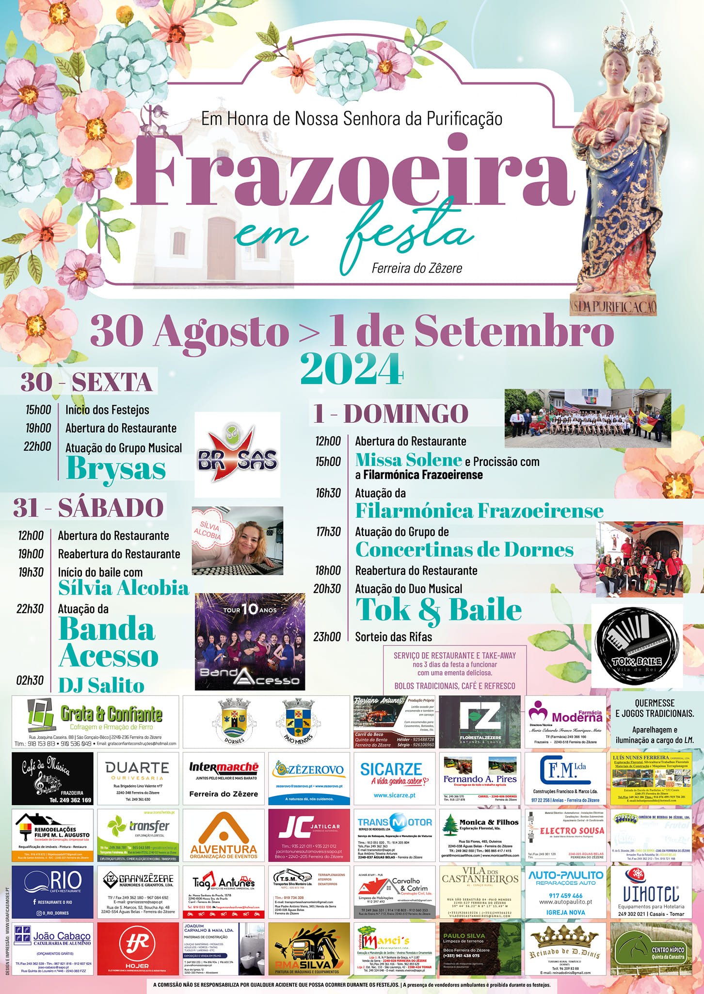 Cartaz Festa em honra de Nossa Senhora da Purificação 2024 - Frazoeira